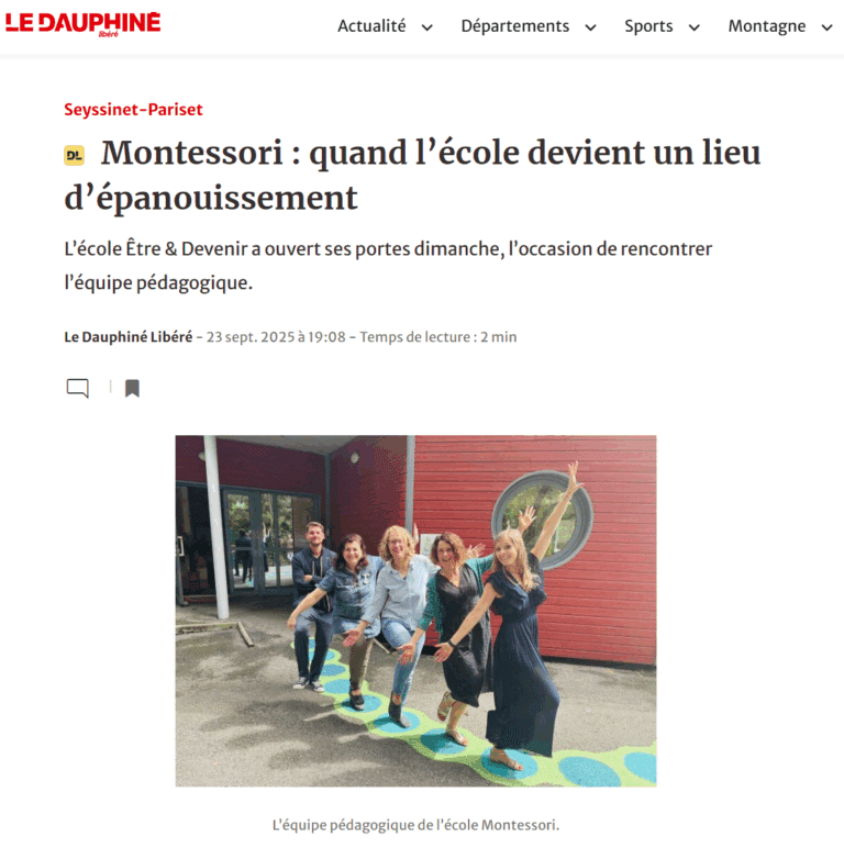 Le Dauphiné Libéré met en avant l’épanouissement dans notre école